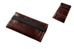 Angelo Feinschnittbeutel Leder dunkelbraun 16x9cm mit Gummiband